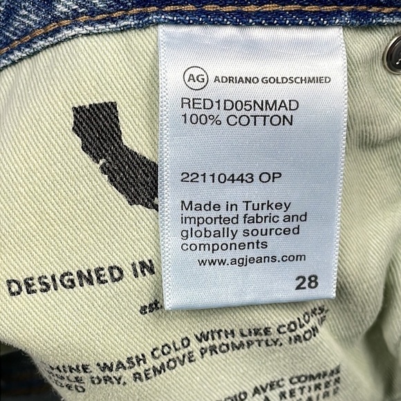 NWT AG Adriano Goldschmied Cloved Patched Jeans Nomad Straight Leg Sz 28 - Picture 13 of 14